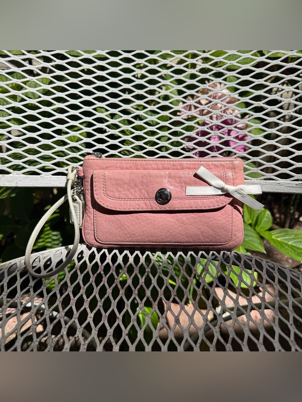Y2K Coach Pink & White Wristlet